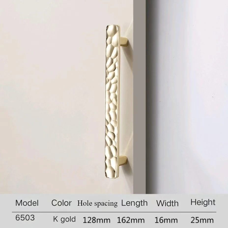 New French Style Wardrobe Door Handle Gold Creative Hammer Pattern Light Luxurious Cabinet Door Handle Drawer Handle