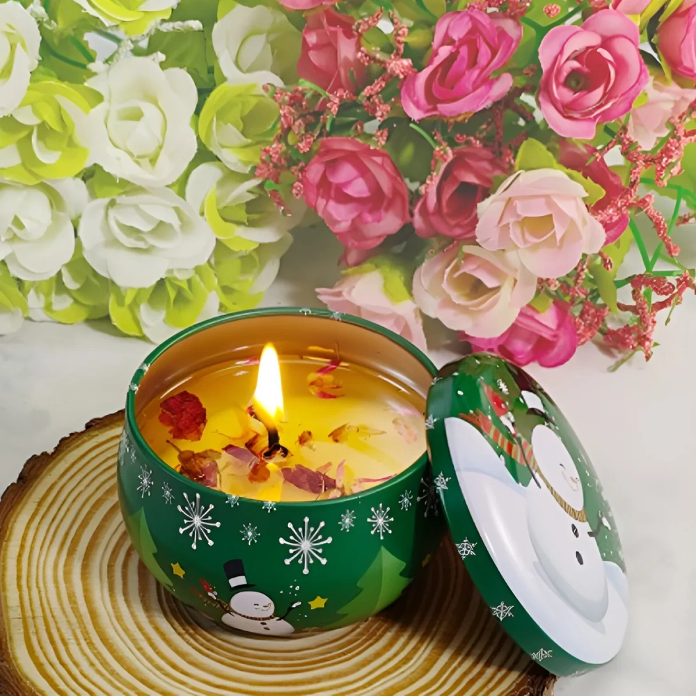 4pcs/set  Christmas Scented candles Soy Wax Candles Aromatherapie Geurkaars Gift Set, Luxe Santa Claus, Snowman Decoratie