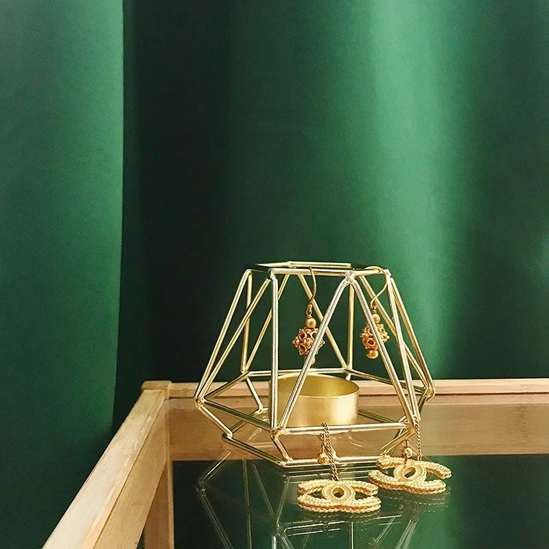 Gold Geometric Metal Tealight Candle Holders for Living & Bathroom Decorations  Centerpieces for Wedding&Dining Mood Candlestick