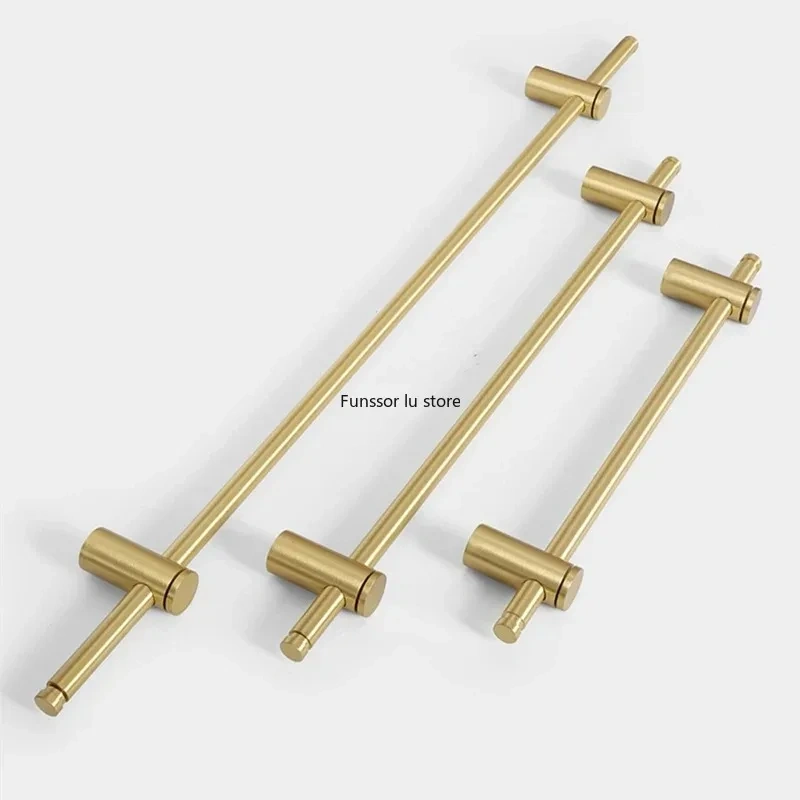 Adjustable！A Luxury Solid Brass Long Handle With Adjustable Pitch Modern Gold Wardrobe Cabinet Glass Door Handles Drawer Pulls