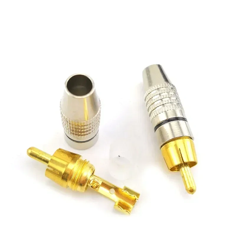 10pcs RCA Male Plug Connector Non Solder AV Audio Video Locking Cable Plug Adapter solderness for Video CCTV Camera Security
