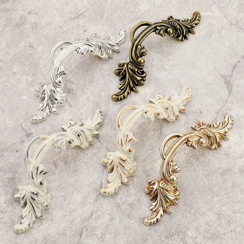 2pc Zinc Alloy Rural Ivory White Cabinet Door Drawer Handle Cabinet Door Closet Kitchen Handle Wardrobe Door Furniture Handle