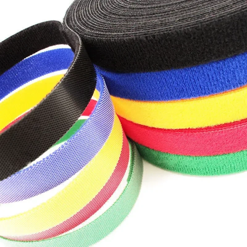 5M Reusable Fastening Tape Cable Ties Double Side Hook Roll Hook and Loop Straps Wires Cords Organizer