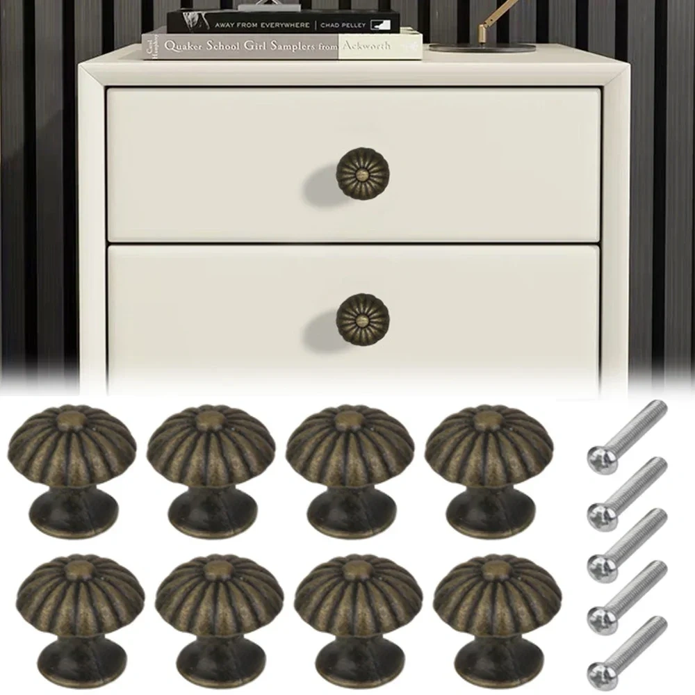 8 Pcs Vintage Cabinet Cupboard Wardrobe Dresser Pull handle Door Knob Drawer Handles Furniture Hardware Wooden Jewelry Box Knobs