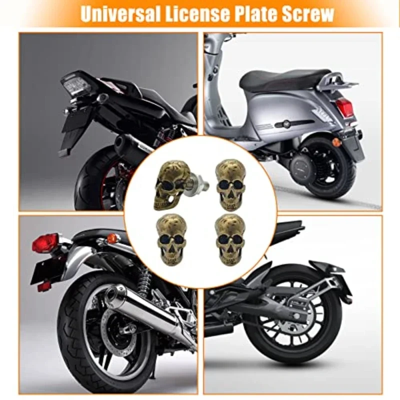 4pc cool Truck License Plate Frame Screws  Motor License Plate Bolts Stainless Steel Spikes Fastener for Car Motorbike Trim Kits