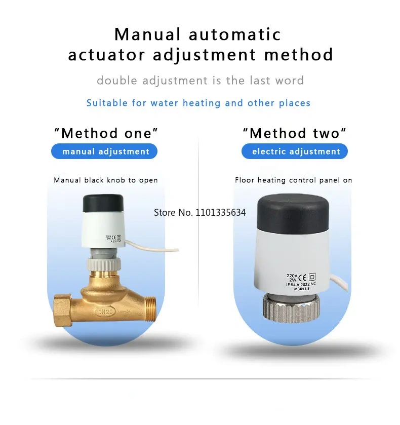 230V NC Electric Thermal Actuator Valve Head for Thermostat Manifold Underfloor Heating Radiator Normally Closed M30*1.5