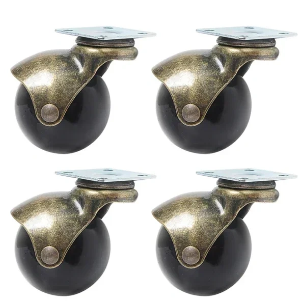 4pcs 2 inches caster 50mm Bearing Capacity 30kg Black Trolley Wheels Caster Rubber Swivel Casters for Office Chair Sofa Platform