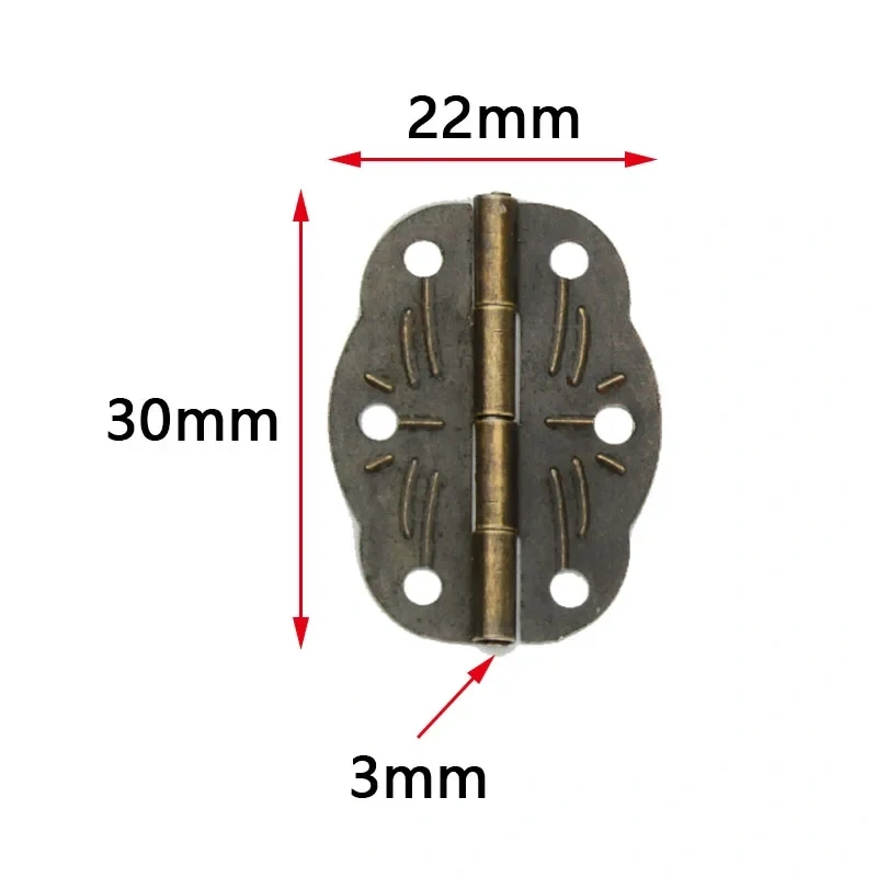 6pcs Mini Door Hinges Bronze Cabinet Drawer Hinges Decoration Jewellery Box Decorate Hinge For Furniture Hardware 30x22mm