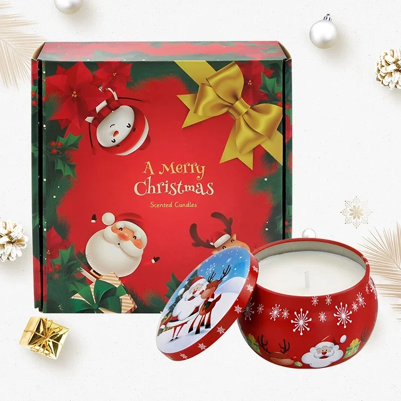4pcs/set  Christmas Scented candles Soy Wax Candles Aromatherapie Geurkaars Gift Set, Luxe Santa Claus, Snowman Decoratie