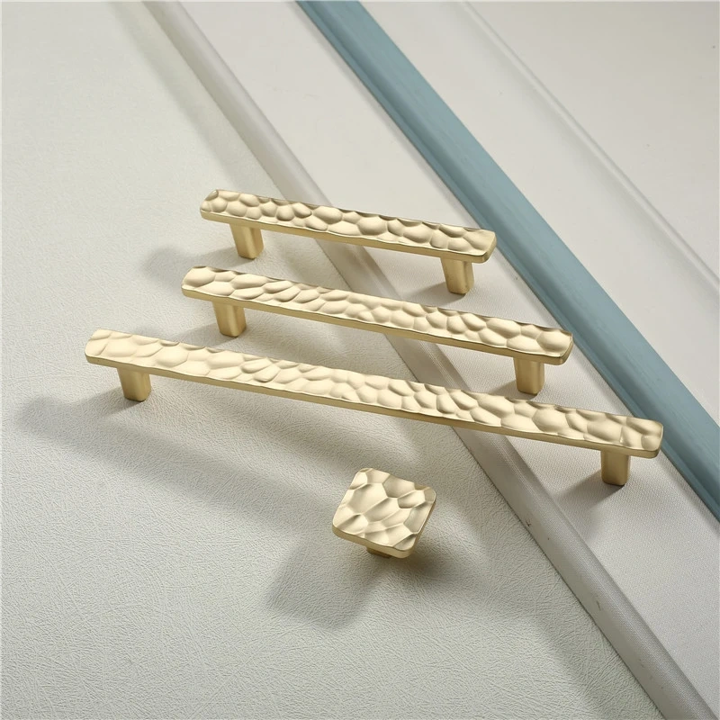 New French Style Wardrobe Door Handle Gold Creative Hammer Pattern Light Luxurious Cabinet Door Handle Drawer Handle