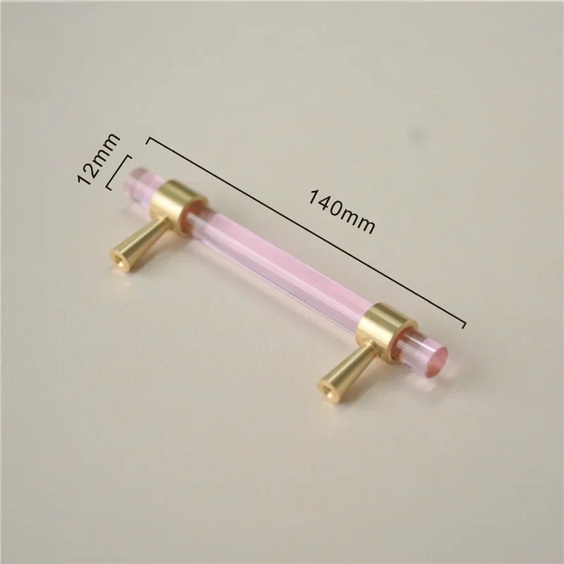 Nordic Creative Brass Natural Crystal Handle INS Clothes Cupboard Door Wardrobe T Bar Knob Furniture DIY Single Hole Handles