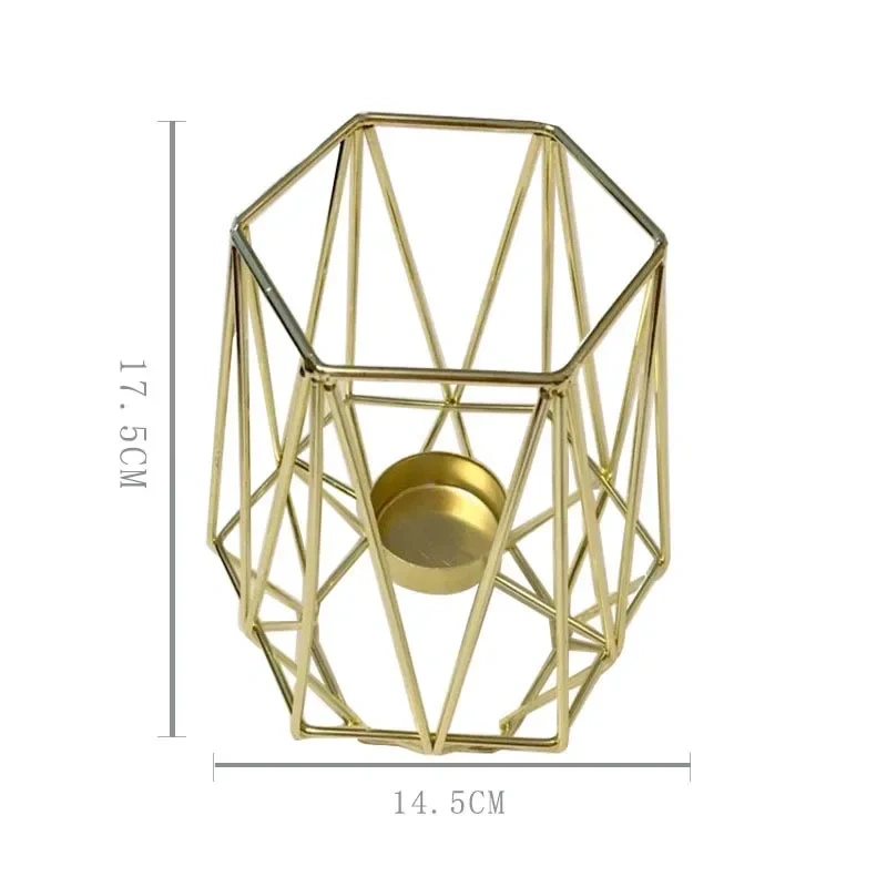Gold Geometric Metal Tealight Candle Holders for Living & Bathroom Decorations  Centerpieces for Wedding&Dining Mood Candlestick