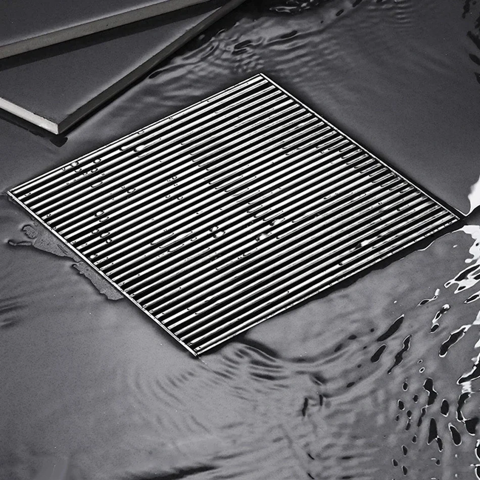 Floor Drains Cover 10/12/15/20cm,304 Stainless Steel Brushed Square Anti-odor Bathroom Shower Drainage Floor Drains， 싱크대