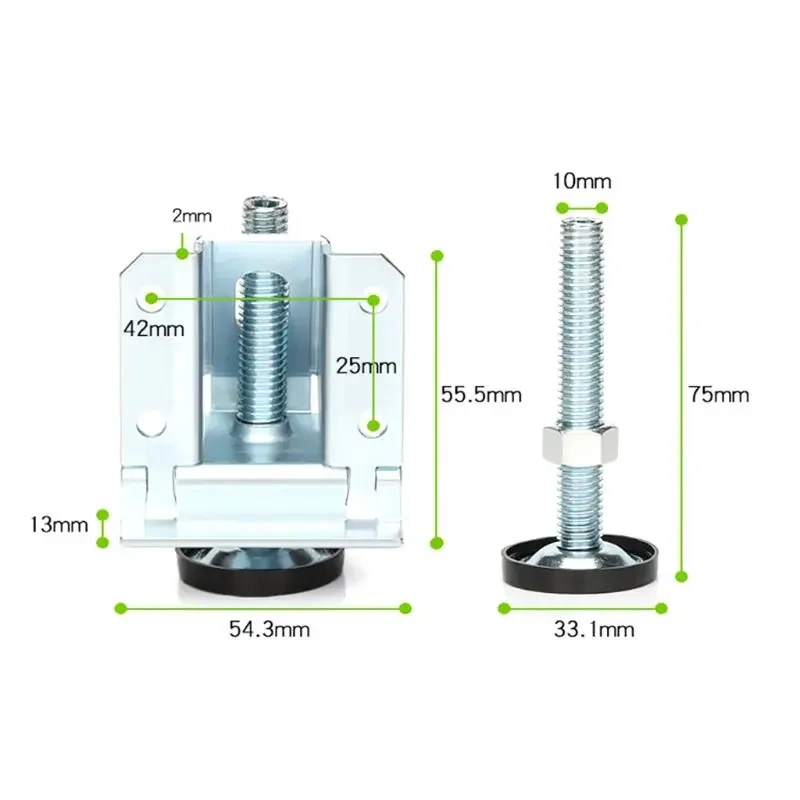 Adjustable Furniture Leveler Legs Load Foot Metal Sofa/Cabinet Leveling Feet Side-mounted foot pad screws High load-bearing