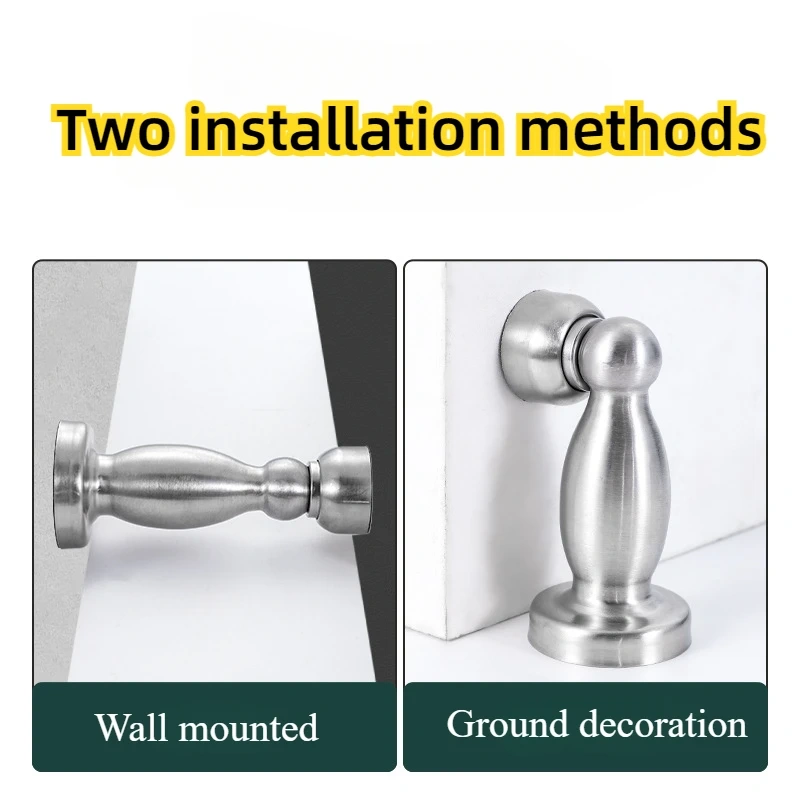 New Stainless Steel Wind-Proof Magnetic Door Stopper Sticker Toilet Glass Hidden Door Holders Catch Floor Doorstop Door Hardware