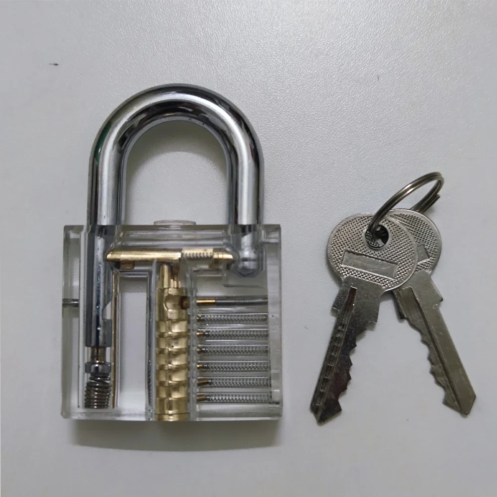47x30mm Practice Lock Transparent Visible Locks Cutaway Practice View Padlock for Hardware Lock Training Skill Locksmith Tools