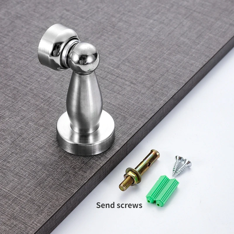 New Stainless Steel Wind-Proof Magnetic Door Stopper Sticker Toilet Glass Hidden Door Holders Catch Floor Doorstop Door Hardware