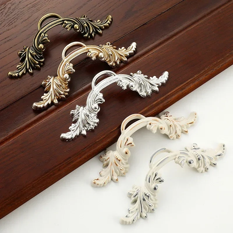 2pc Zinc Alloy Rural Ivory White Cabinet Door Drawer Handle Cabinet Door Closet Kitchen Handle Wardrobe Door Furniture Handle