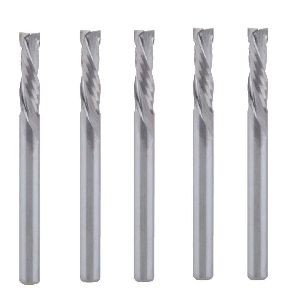 5PCS 3.175x12mm UP DOWN Cut Two Flutes Spiral Carbide Mill Tool Cutters for CNC Router, Compression Wood End Mill Cutter Bits