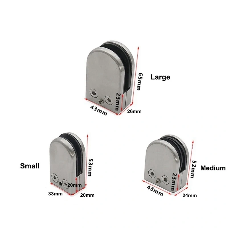 304 Stainless Steel Glass Clamps Adjustable Glass Holder for Staircase Handrail Glass-to-Ground Fixed Bracket 65x43x26