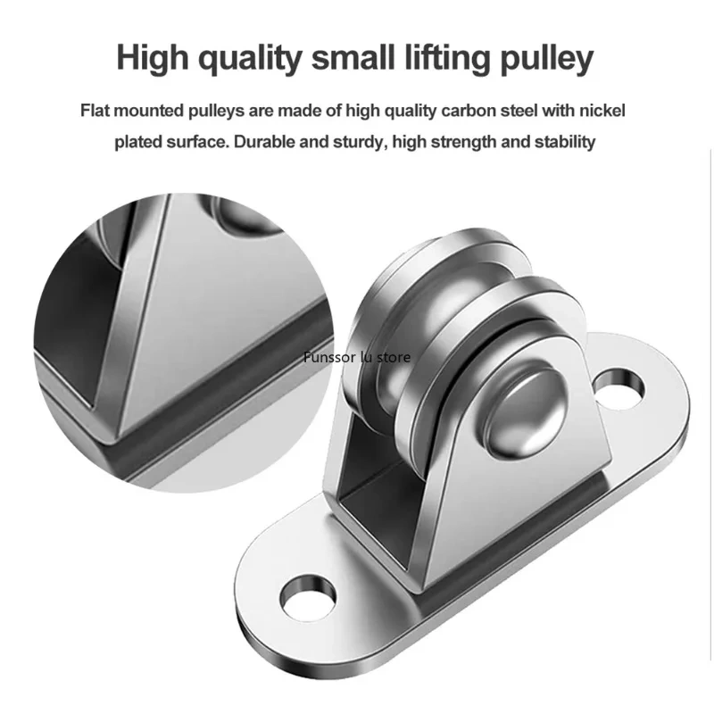2/4Pcs Heavy Duty Fixed Pulley Detachable Pulley Block Kit Wall-Mounted Pulley Loading 176 Lb for Sliding Gate and Wire Rope