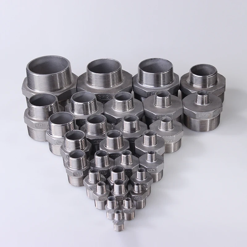 Hex Nipple Union 304 Stainless Steel Pipe Fitting Connector Coupler water oil 1/8" 3/8" 1/2" 1" 1-1/2" BSP Male to Male Thread