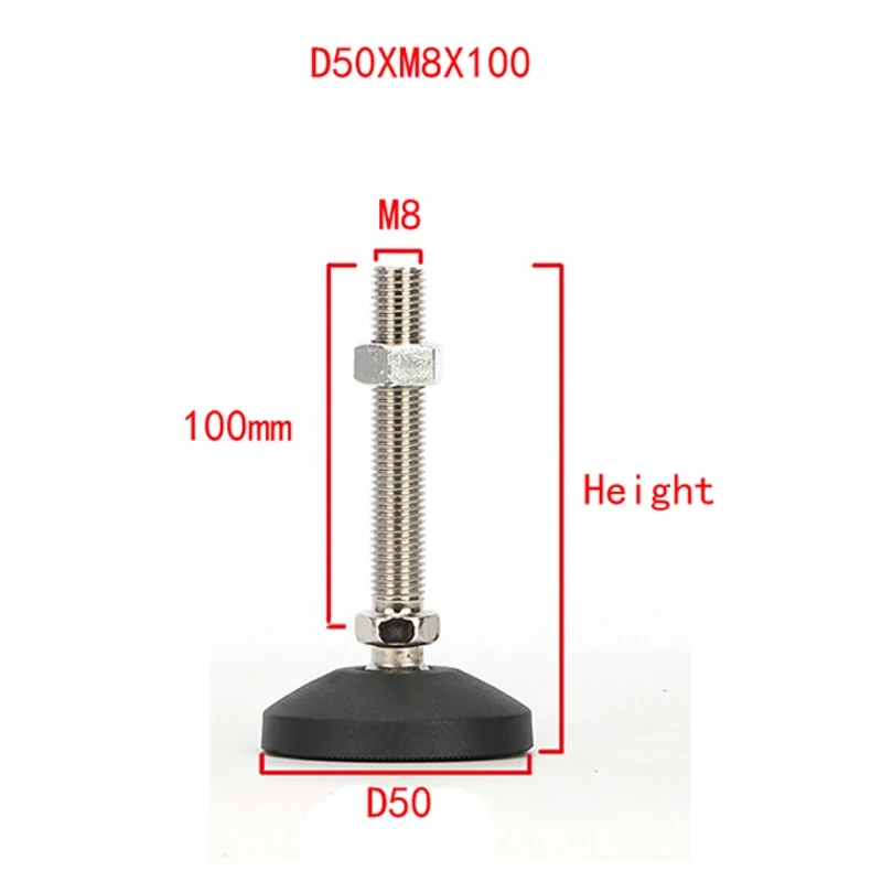 2pcs 304 stainless steel Furniture Support leg Non-skid pad Active/Fixed M6/M8/M10/M12/M16 Adjustable Furniture  Feet Pad