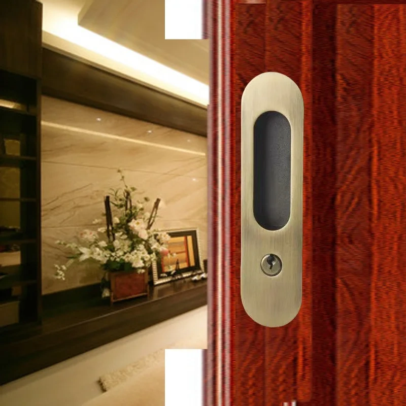 Invisible Door Locks Handle Double-sided Durable for Sliding Barn Wooden Door folding door hook lock deadlock holder lock