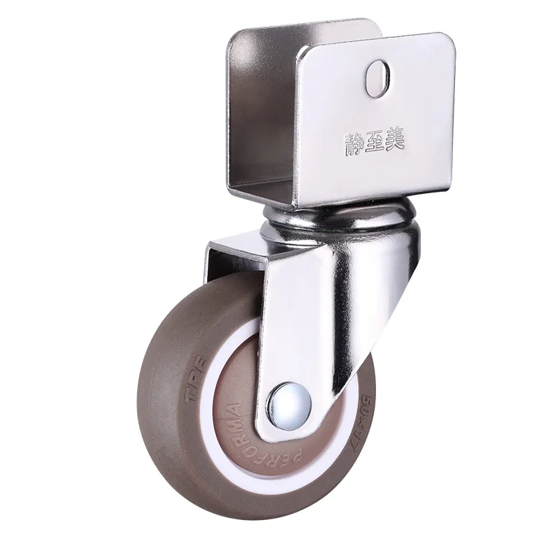 4Pcs 1.5" 2'' Ball Bearing Universal TPE Castor Caster Wheels Splint U Mount 20 22 25mm Brake Baby Bed Trolly Chair