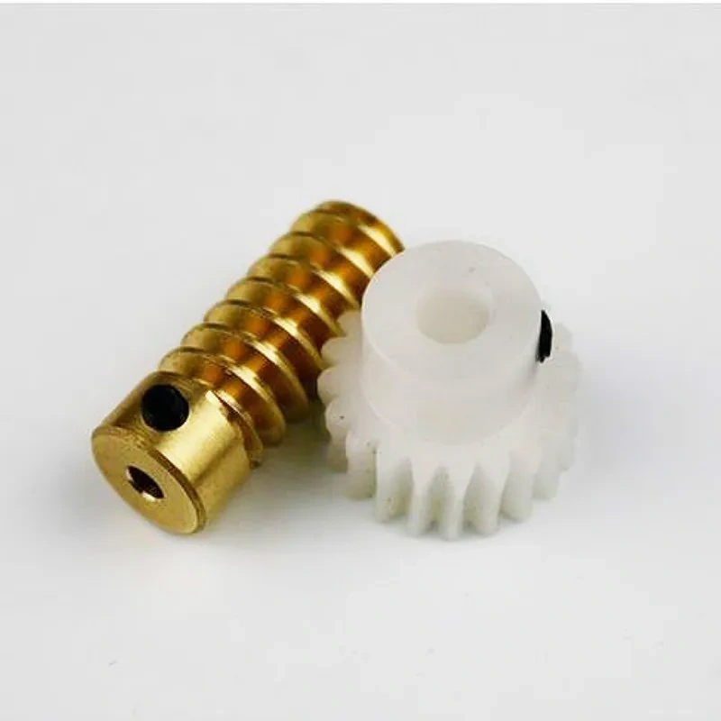 0.8M-20T/30T/40T Plastic Worm gear copper worm rod  DC motor remote control components 1:20 1:30 1:40
