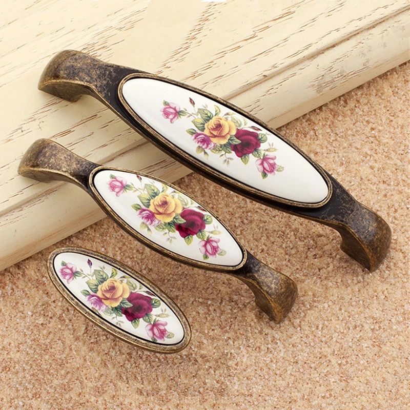 Vintage Bronze Cabinet Handles Cupboard Drawer Pull Kitchen Cabinet Door Knob Furniture Handles