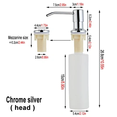 Black 300ML Kitchen Sink Soap Dispenser ABS Dispenser Detergent Liquid Soap Dispenser Stainless Steel Head  Hand Dispenser