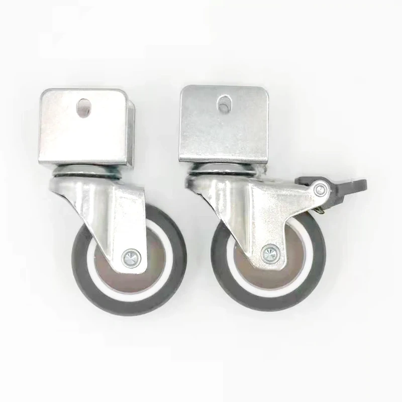 4Pcs 1.5" 2'' Ball Bearing Universal TPE Castor Caster Wheels Splint U Mount 20 22 25mm Brake Baby Bed Trolly Chair