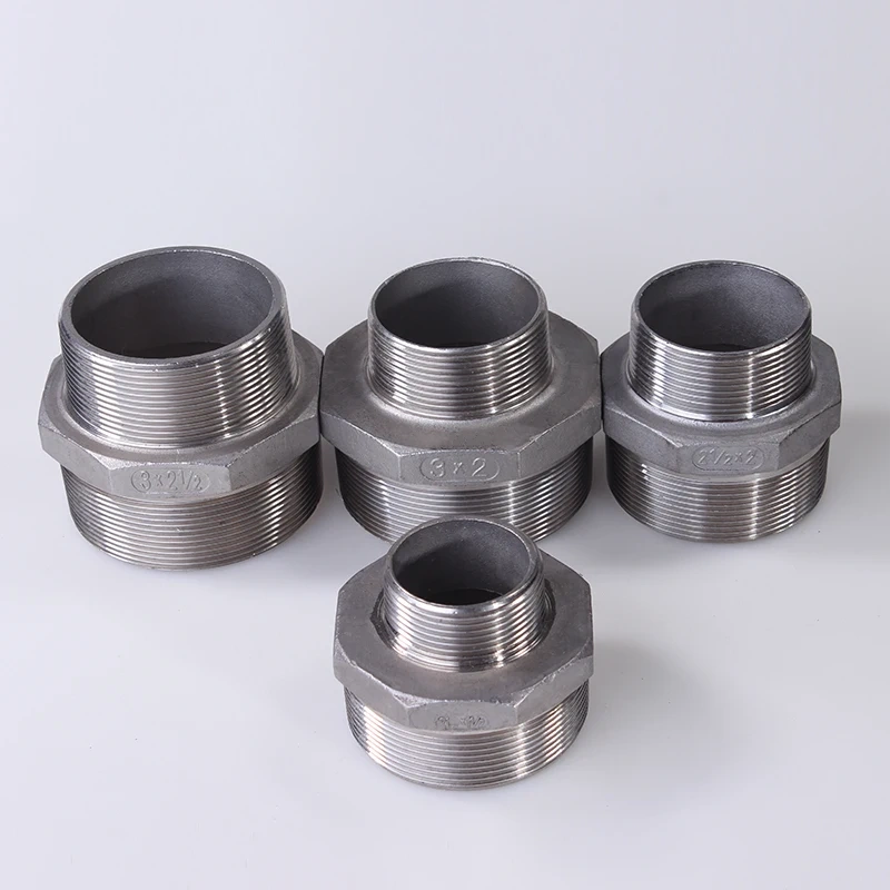 Hex Nipple Union 304 Stainless Steel Pipe Fitting Connector Coupler water oil 1/8" 3/8" 1/2" 1" 1-1/2" BSP Male to Male Thread
