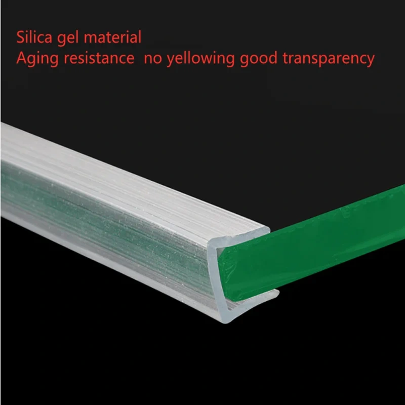2M U-shaped transparent Silicone rubber sealing strip bath door  sound insulation seal weathering  for 5/8/10/12mm glass window
