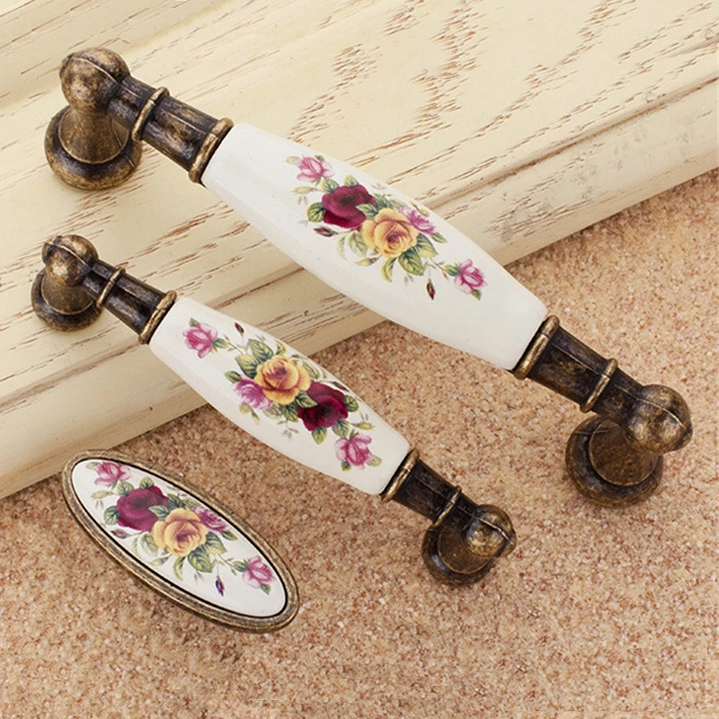 Vintage Bronze Cabinet Handles Cupboard Drawer Pull Kitchen Cabinet Door Knob Furniture Handles