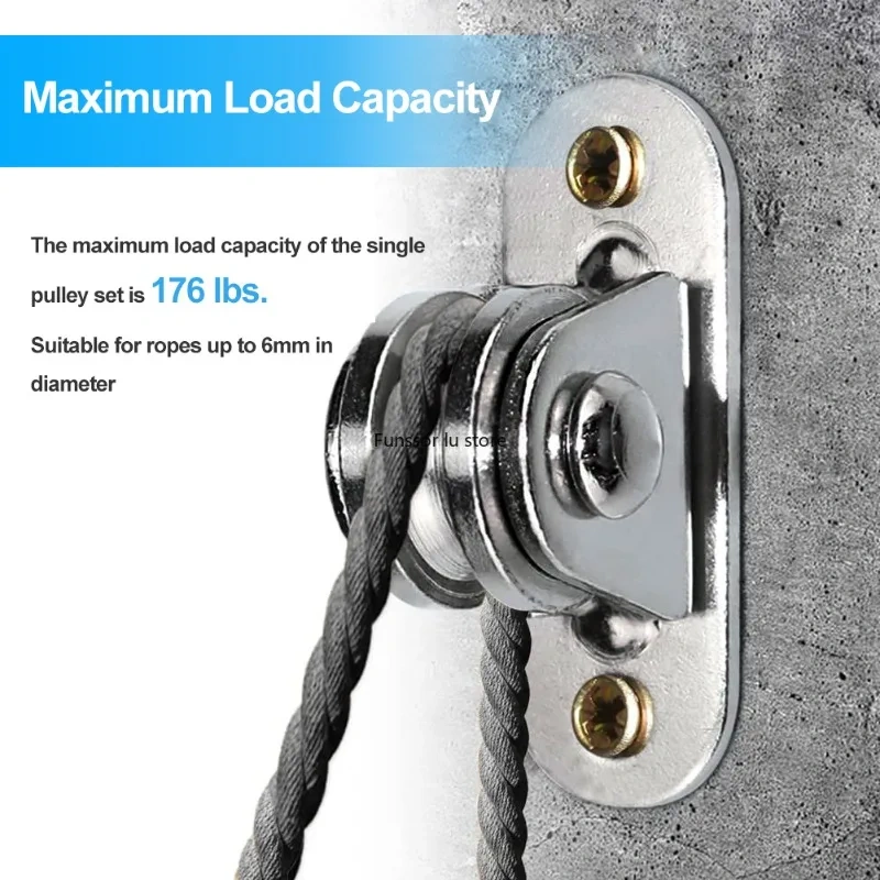 2/4Pcs Heavy Duty Fixed Pulley Detachable Pulley Block Kit Wall-Mounted Pulley Loading 176 Lb for Sliding Gate and Wire Rope