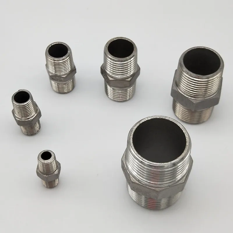 1/8" 1/4" 3/8" 1/2" 3/4" 1" 1-1/4" 1-1/2" BSP Male to Male Thread Hex Nipple Threaded Reducer Pipe Fitting Stainless Steel 304