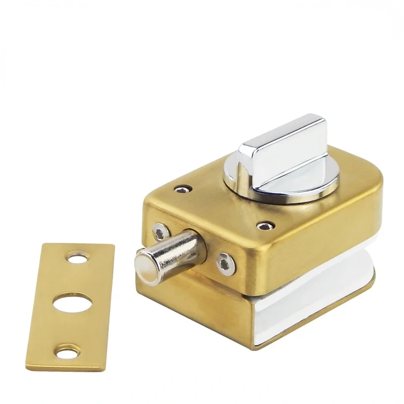 Hole free glass door stainless steel lock office frameless tempered glass lock  sliding door knob latch