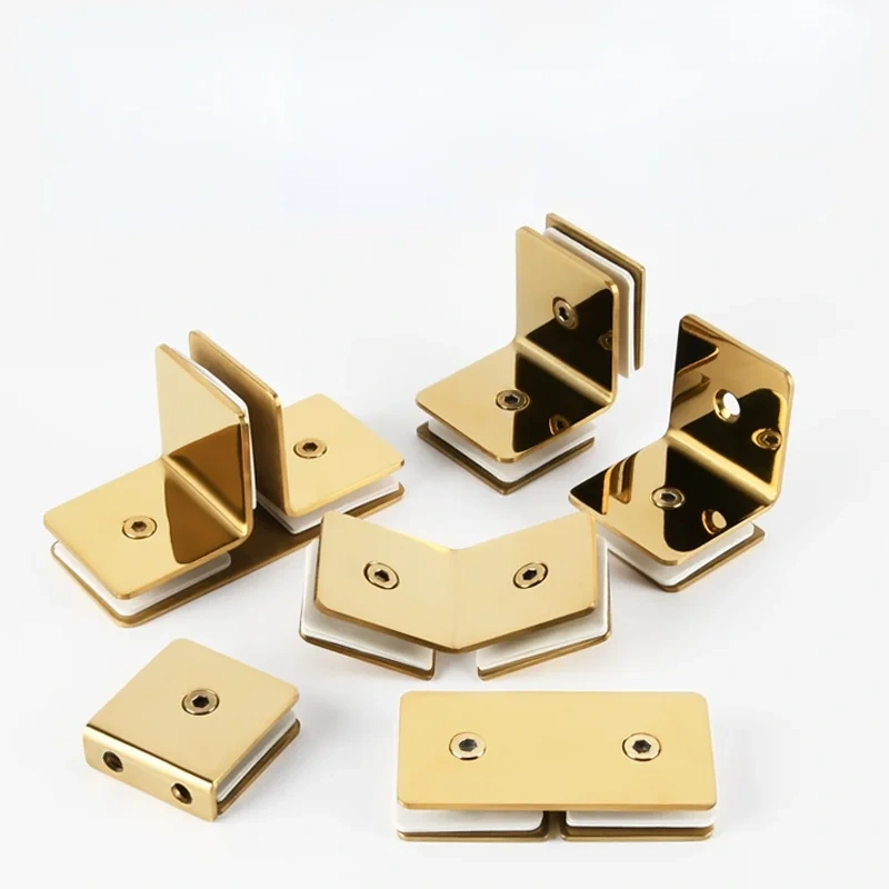 304 stainless steel glass clamp titanium gold L-shaped shower room partition code Bathroom glass fittings connection code