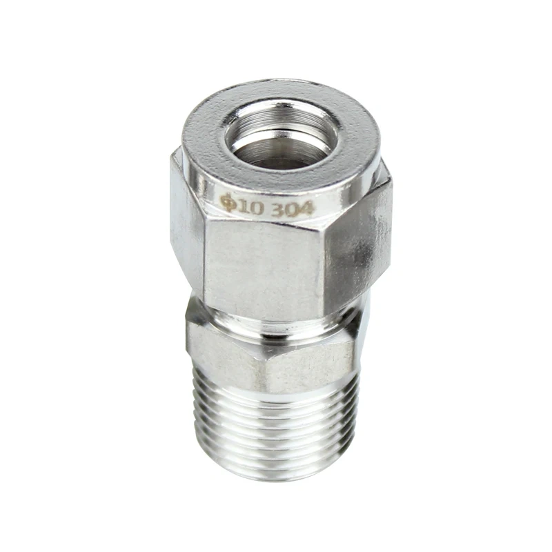 304 stainless steel Card sleeve joint oil air water pipe connector thread straight end copper instrument pipe valve connection