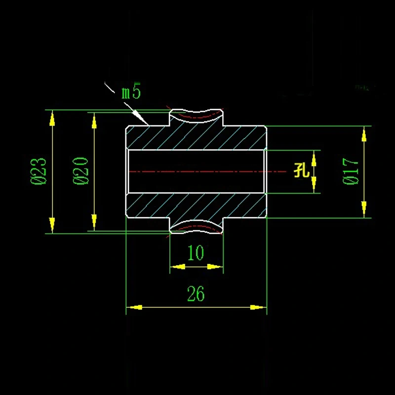 1M-20T 45# steel worm gear Reduction ratio 1:5  center distance 21 Worm Gear Reducer Transmission Parts