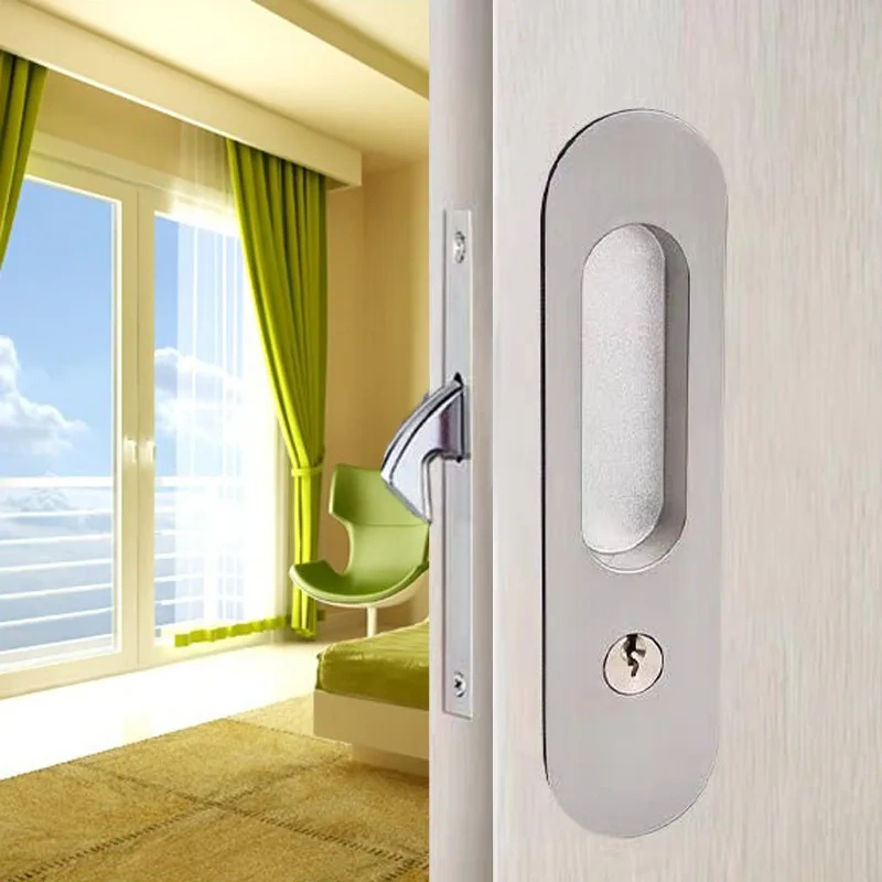 Invisible Door Locks Handle Double-sided Durable for Sliding Barn Wooden Door folding door hook lock deadlock holder lock