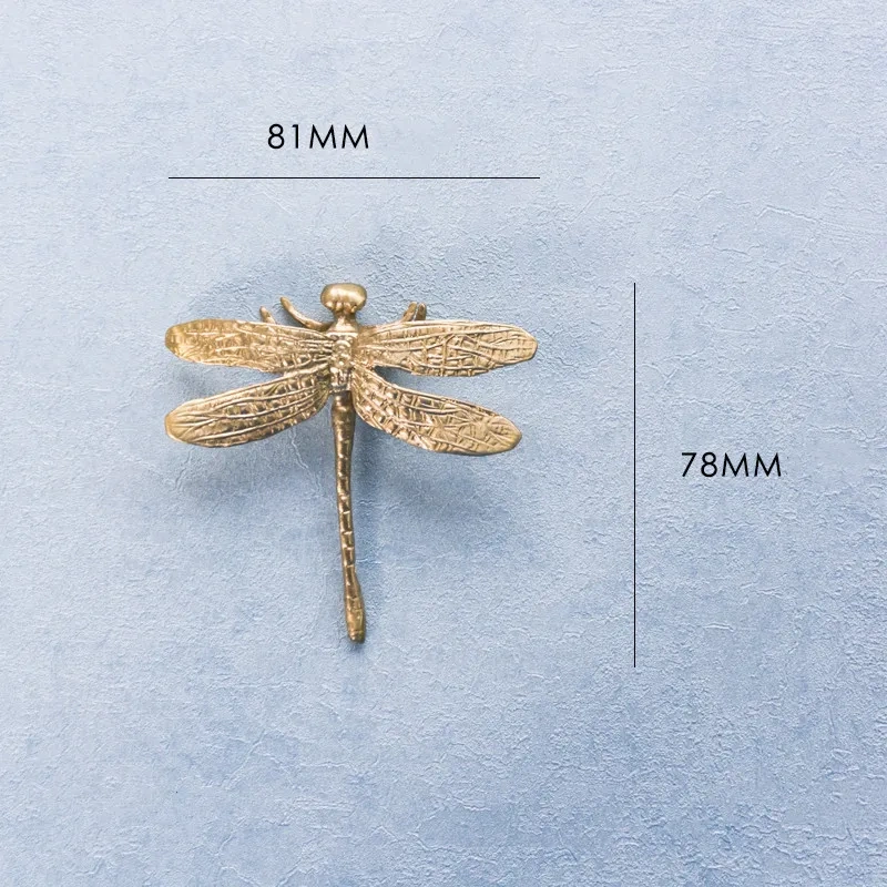 Messing Dragonfly Knop Heldere Gouden Creatieve Handvat Decoratieve Handvatten Voor Meubels Dressoir Badkamer Keuken Kastdeur