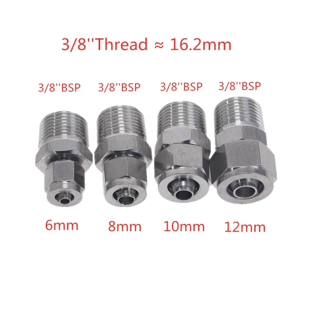 1pc Quick connectors Tube Pipe Fittings Threaded Male Connector Stainless Steel SS 304 1/8'' 1/4'' 3/8'' 1/4'' BSP Thread