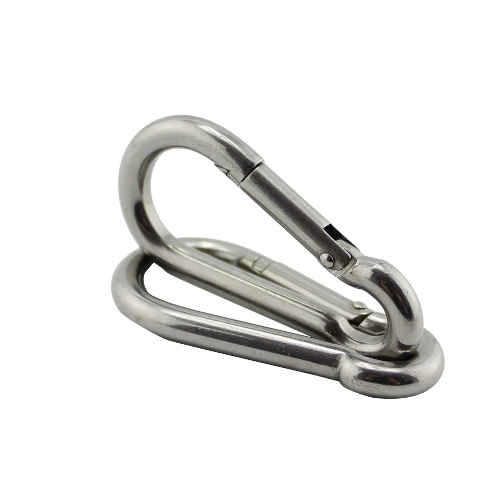 (4PCS to 10PCS) M4 M5 M6 M8 Mountaineering Buckle Spring Carabiner Snap Hook Keychain 304 Stainless Steel