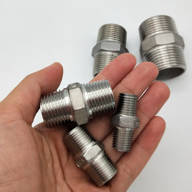 1/8" 1/4" 3/8" 1/2" 3/4" 1" 1-1/4" 1-1/2" BSP Male to Male Thread Hex Nipple Threaded Reducer Pipe Fitting Stainless Steel 304