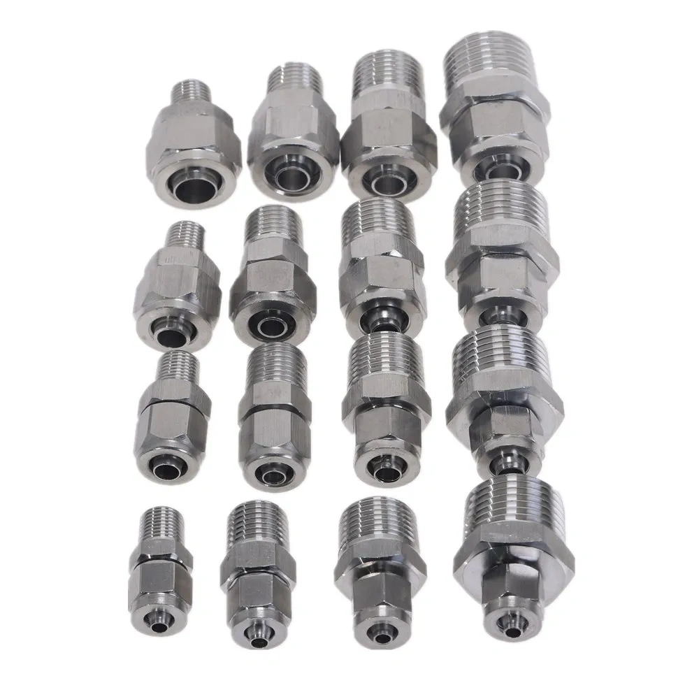 1pc Quick connectors Tube Pipe Fittings Threaded Male Connector Stainless Steel SS 304 1/8'' 1/4'' 3/8'' 1/4'' BSP Thread