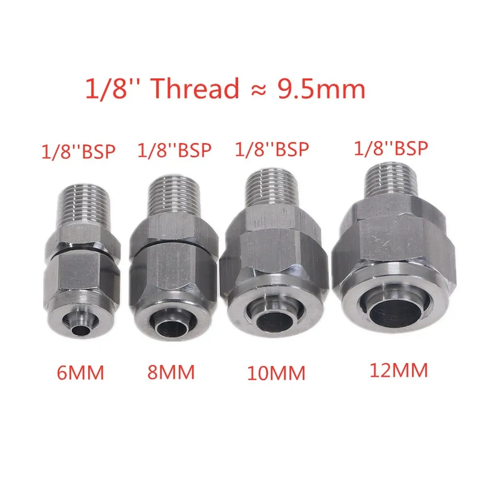 1pc Quick connectors Tube Pipe Fittings Threaded Male Connector Stainless Steel SS 304 1/8'' 1/4'' 3/8'' 1/4'' BSP Thread