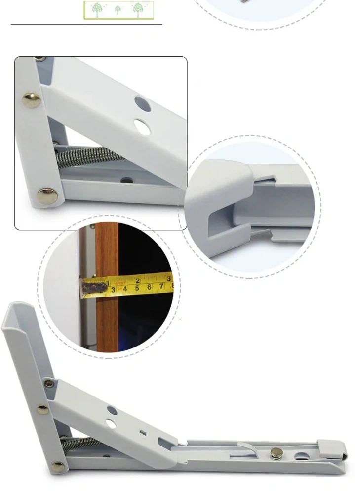 2pcs 8-20Inch White Triangle Folding Angle Bracket Adjustable Wall Mounted Durable Bearing Shelf Bracket DIY Home Table Bench